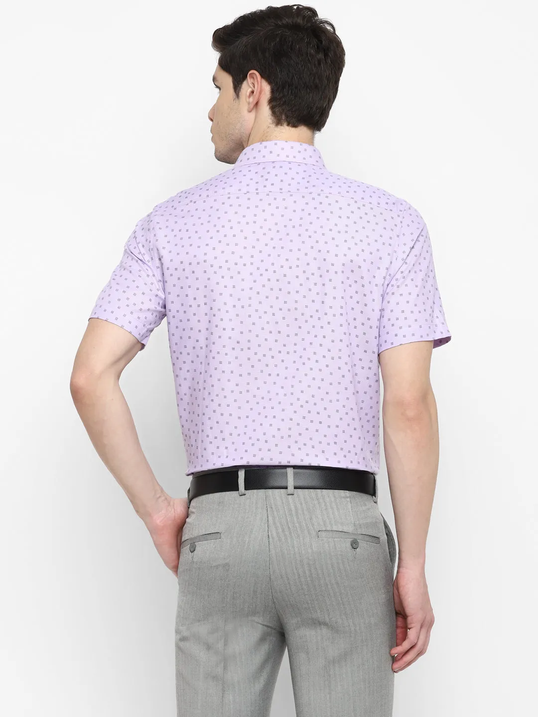 Printed Light Purple Regular Fit Formal Shirt