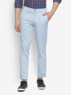 Printed Sky Blue Ultra Slim Fit Causal Trouser