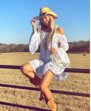Ranee's white eyelet dress