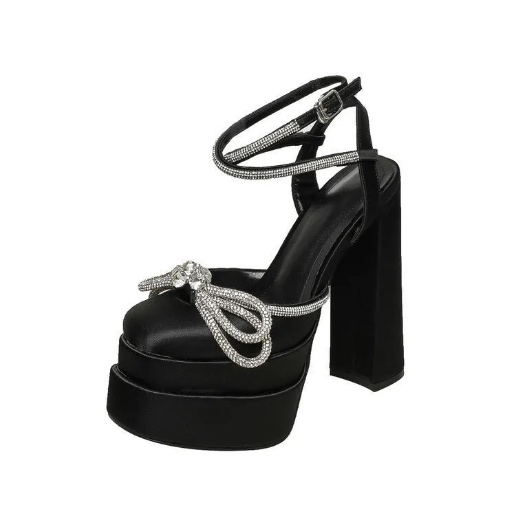 Rhinestone Satin Banquet High Heels