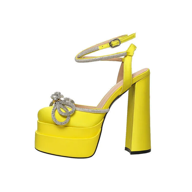 Rhinestone Satin Banquet High Heels
