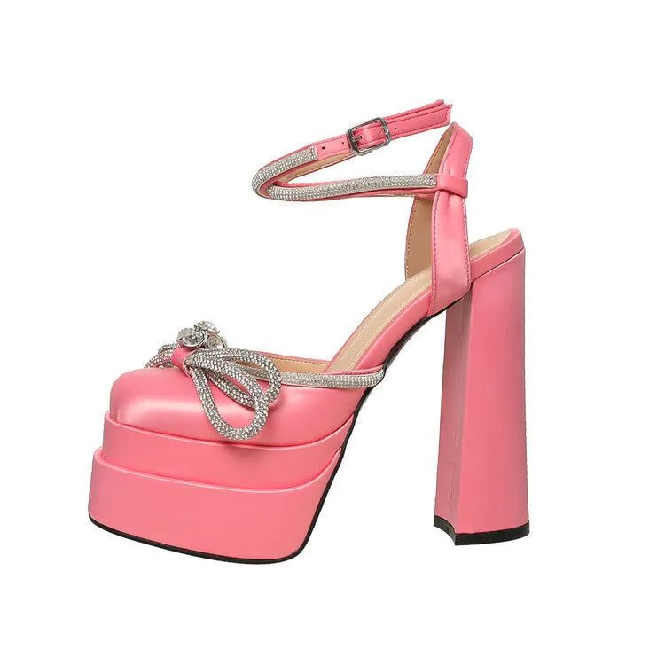 Rhinestone Satin Banquet High Heels