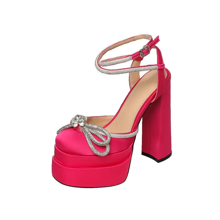 Rhinestone Satin Banquet High Heels