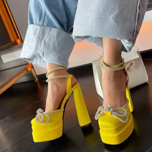 Rhinestone Satin Banquet High Heels