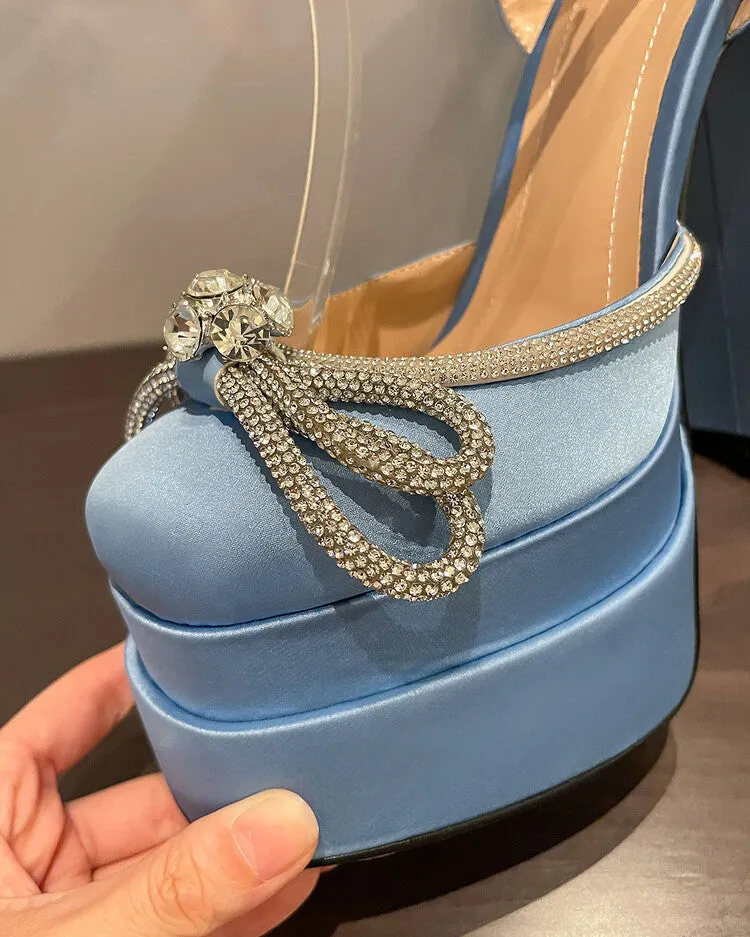 Rhinestone Satin Banquet High Heels