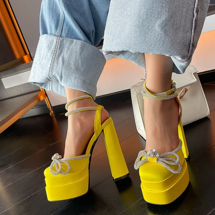 Rhinestone Satin Banquet High Heels