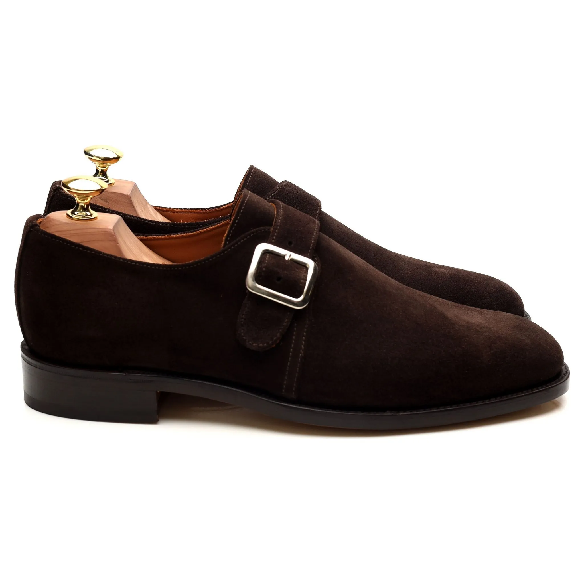 'Rome' Dark Brown Suede Monk Strap UK 8 F