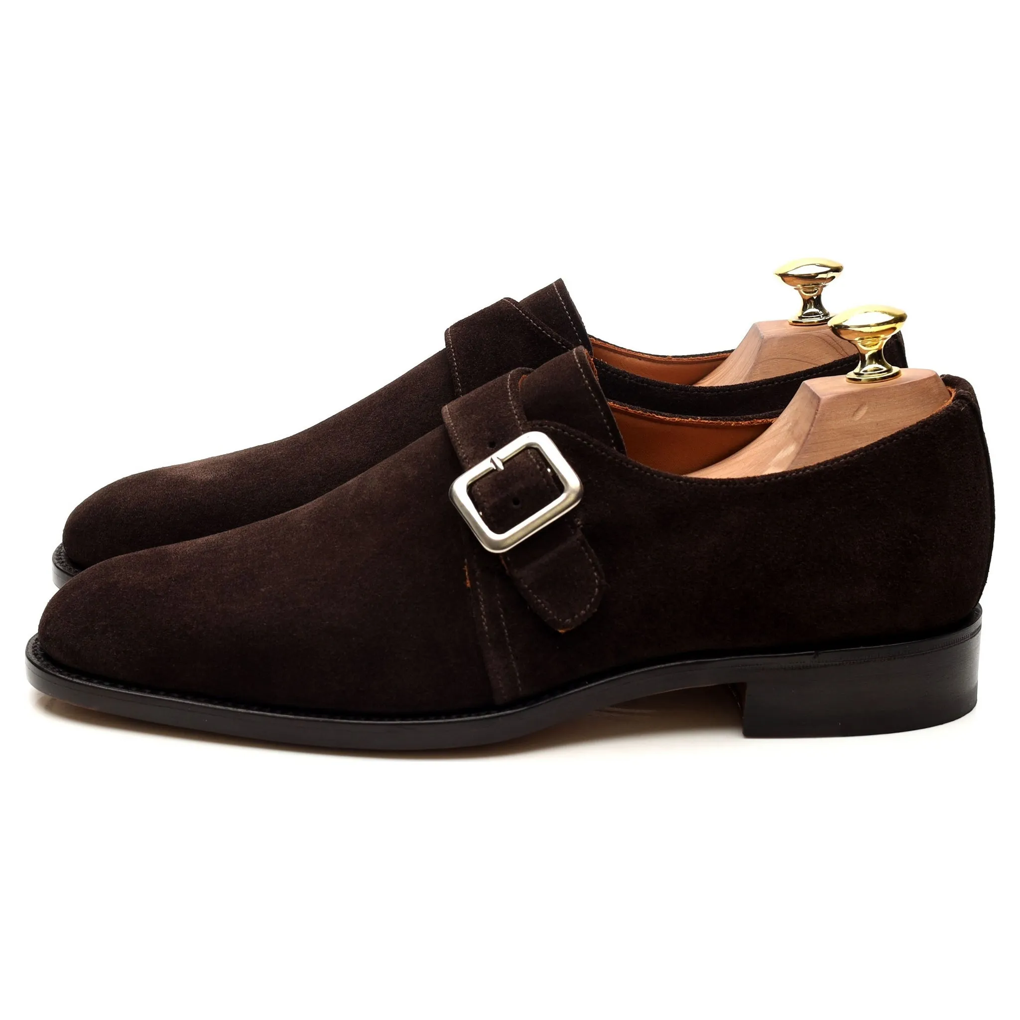 'Rome' Dark Brown Suede Monk Strap UK 8 F