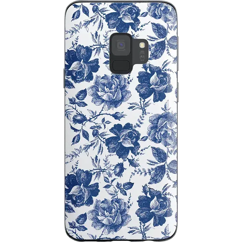 Rose to Fame | Blue & White Rose Floral Samsung Case