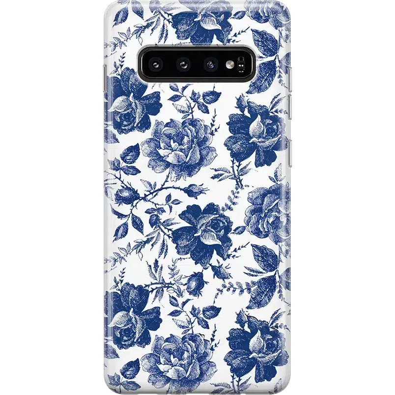 Rose to Fame | Blue & White Rose Floral Samsung Case