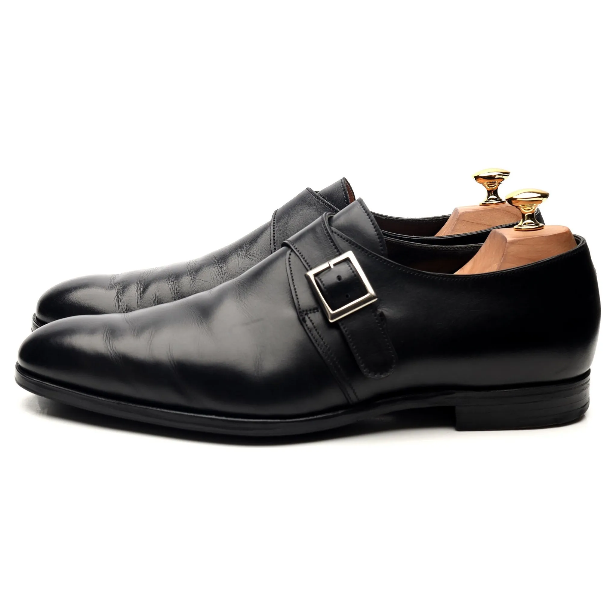 'Savile 4' Black Leather Monk Strap UK 10 E