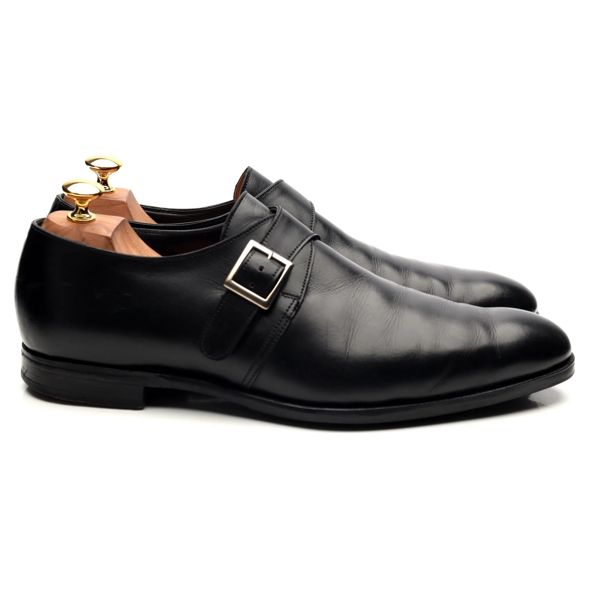 'Savile 4' Black Leather Monk Strap UK 10 E