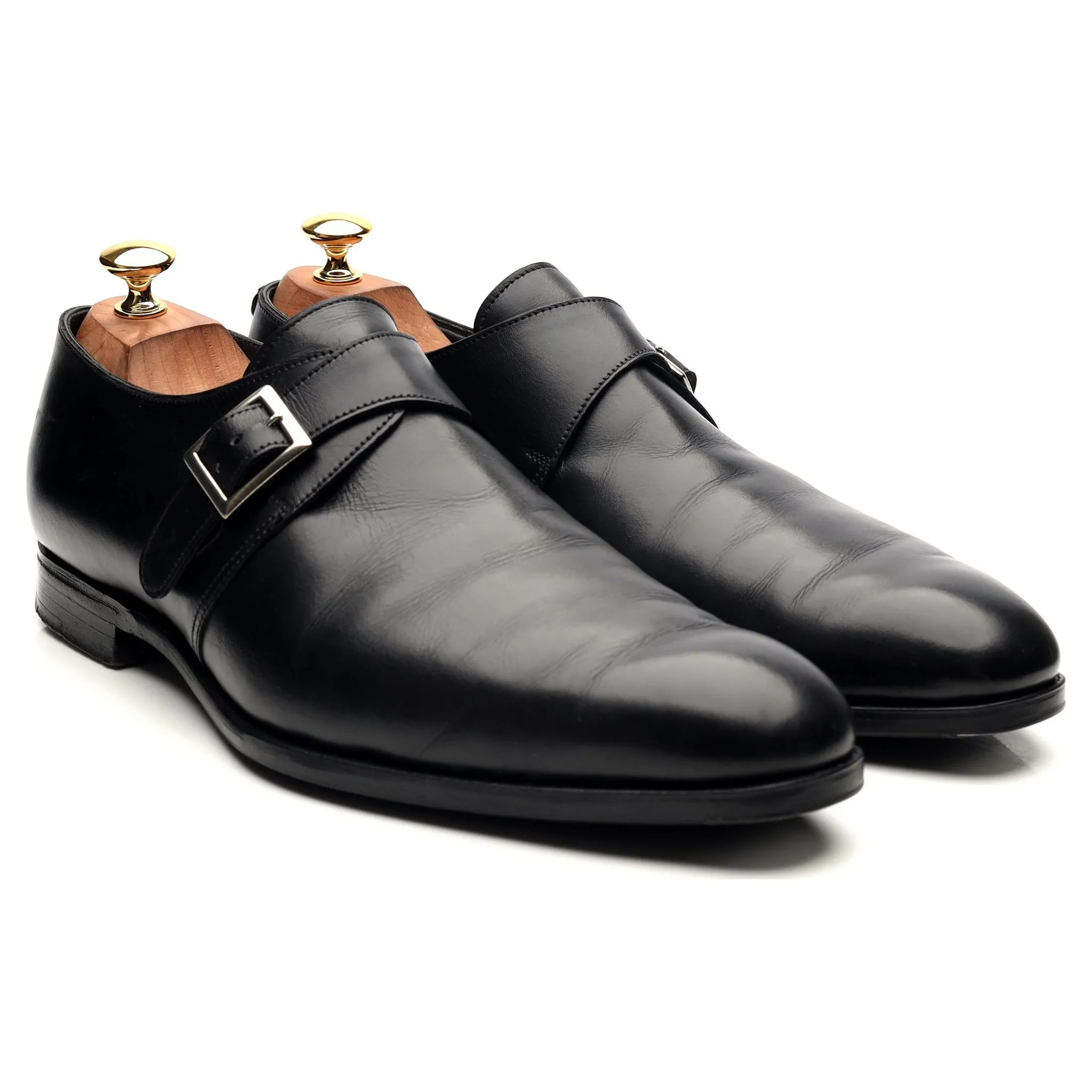 'Savile 4' Black Leather Monk Strap UK 10 E