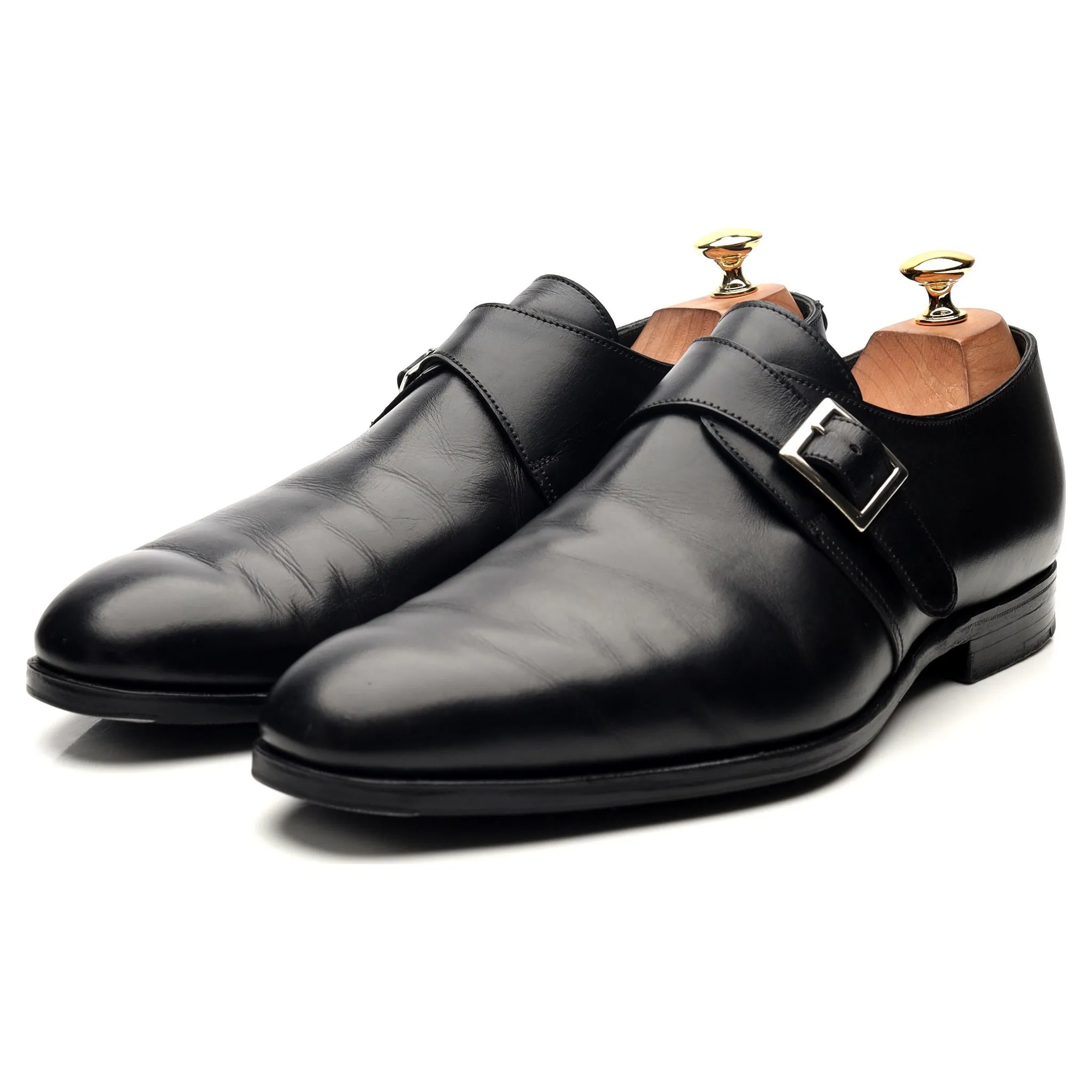 'Savile 4' Black Leather Monk Strap UK 10 E