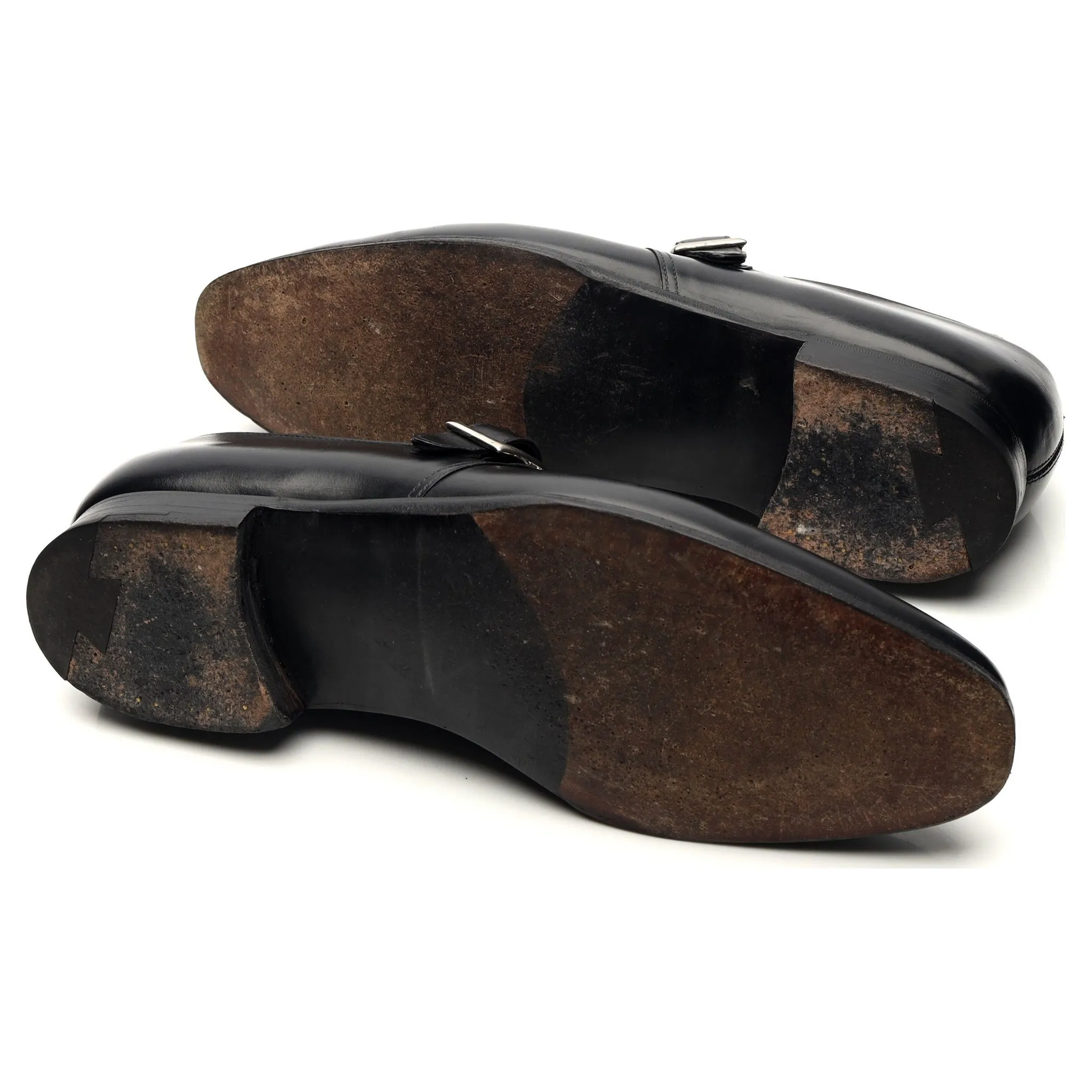 'Savile' Black Leather Monk Strap UK 10 E