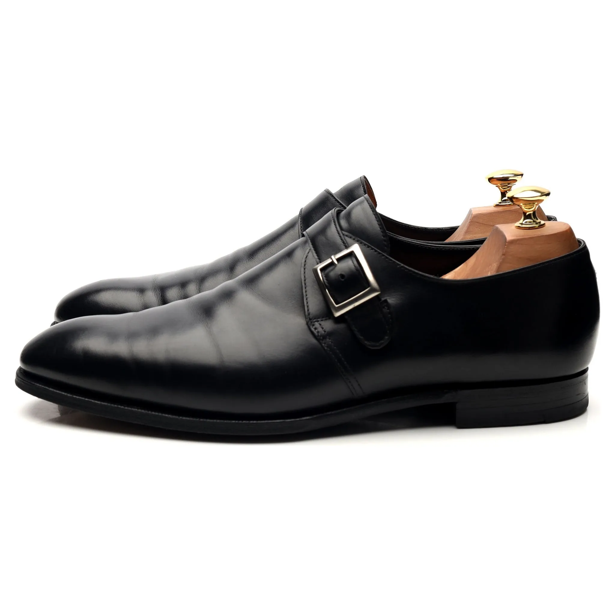 'Savile' Black Leather Monk Strap UK 10 E