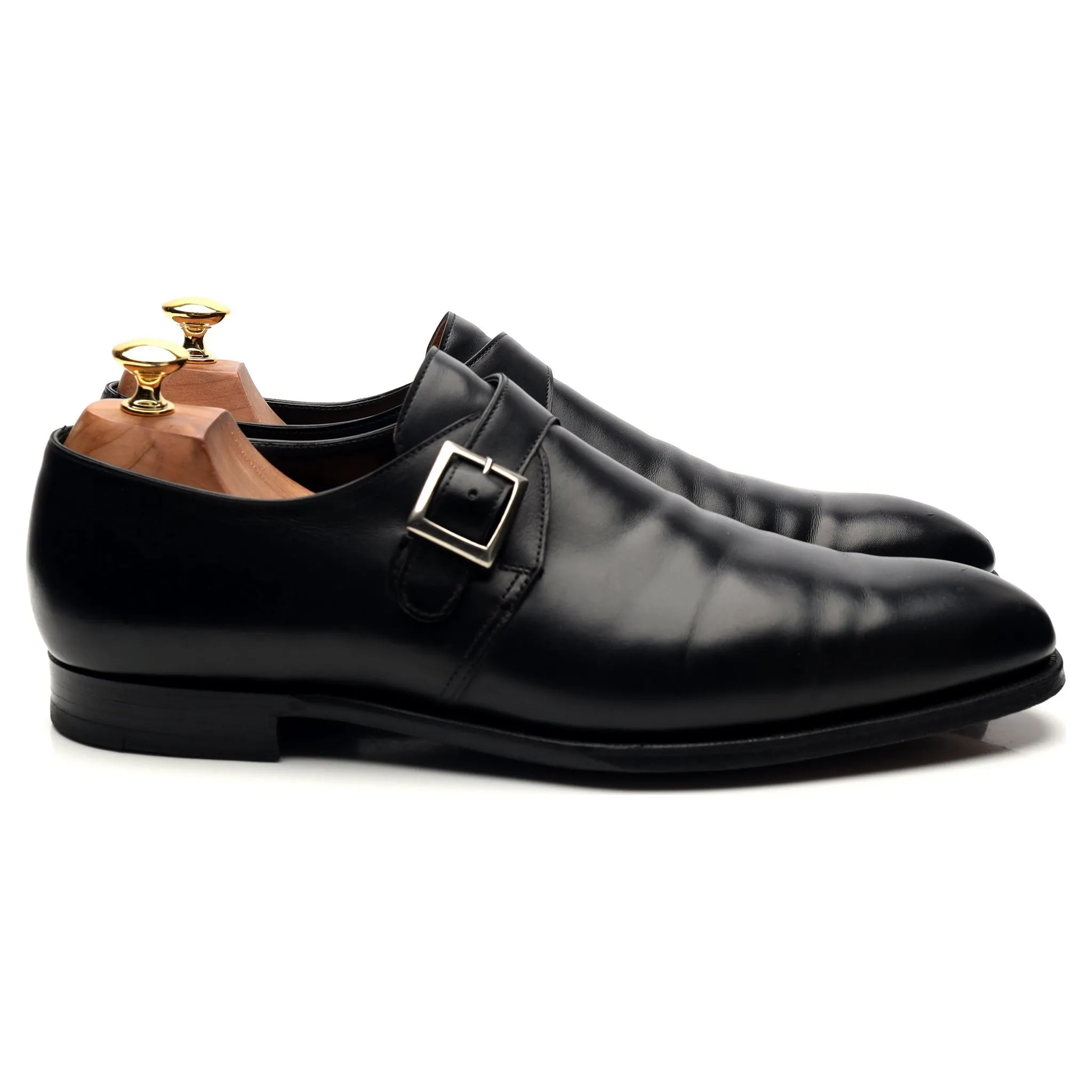 'Savile' Black Leather Monk Strap UK 10 E