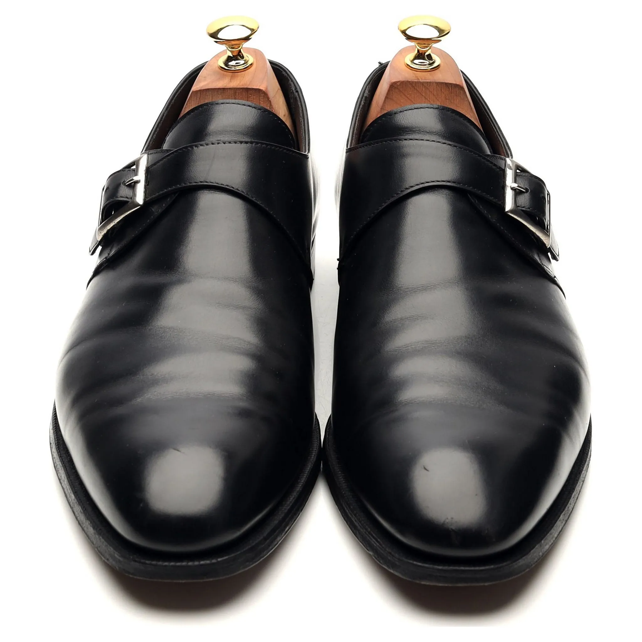 'Savile' Black Leather Monk Strap UK 10 E