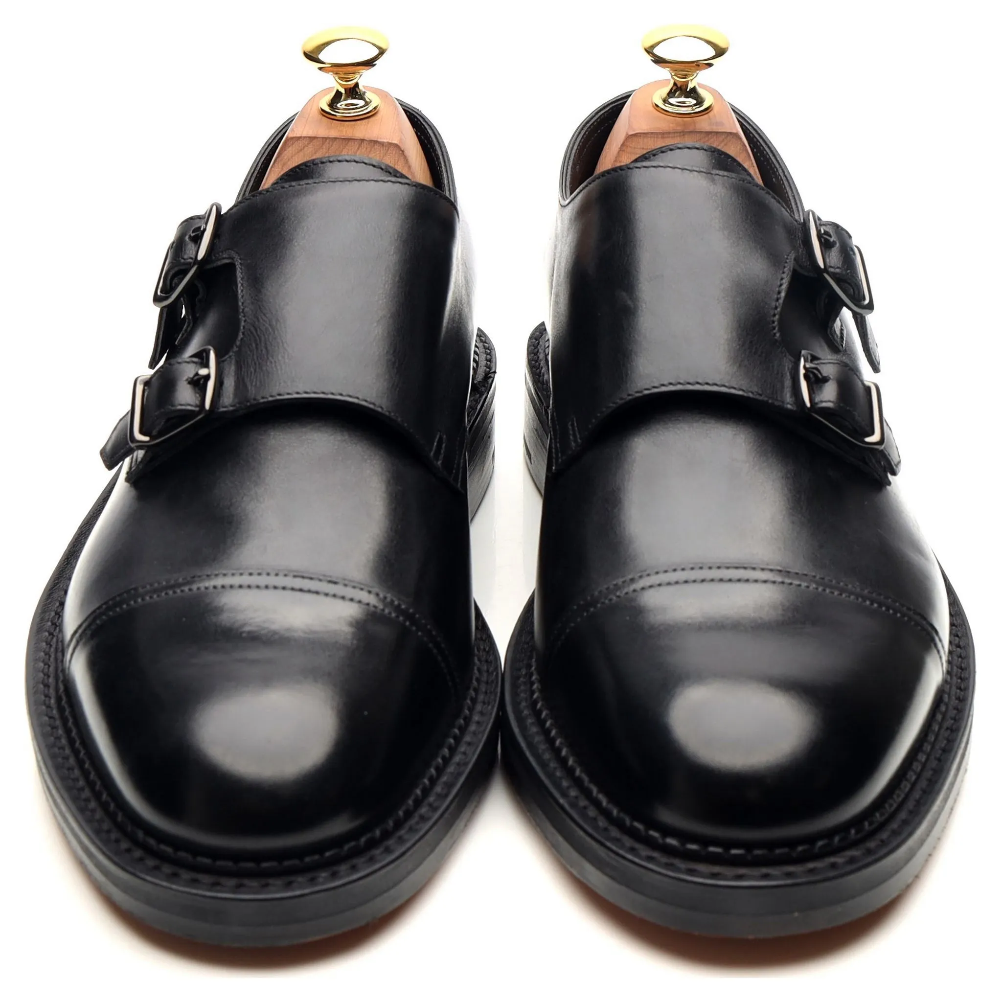 'William' Black Leather Double Monk Strap UK 6.5 E