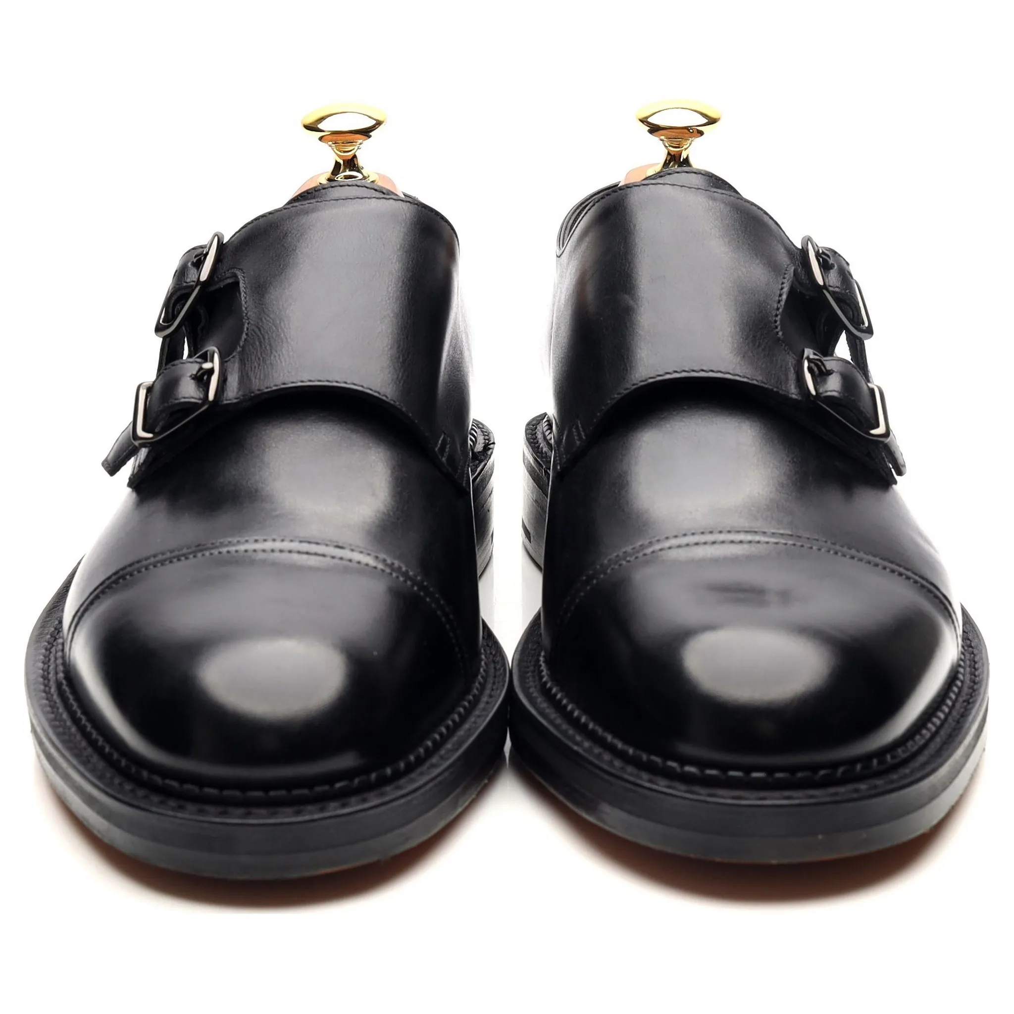 'William' Black Leather Double Monk Strap UK 6.5 E