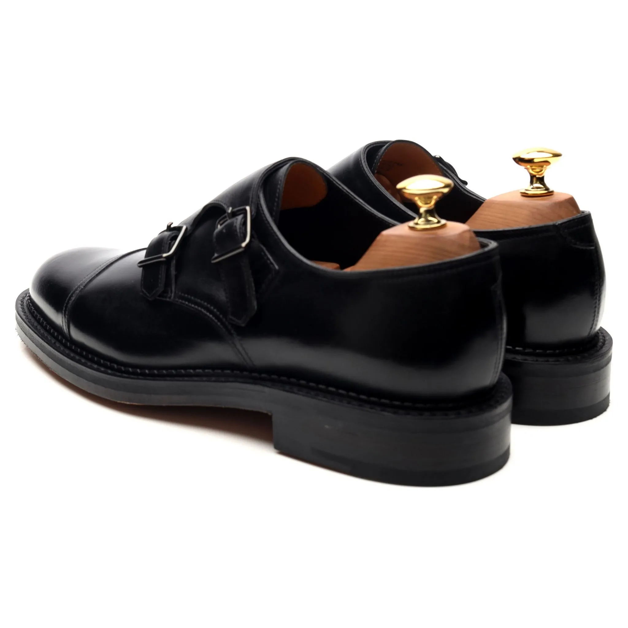 'William' Black Leather Double Monk Strap UK 6.5 E