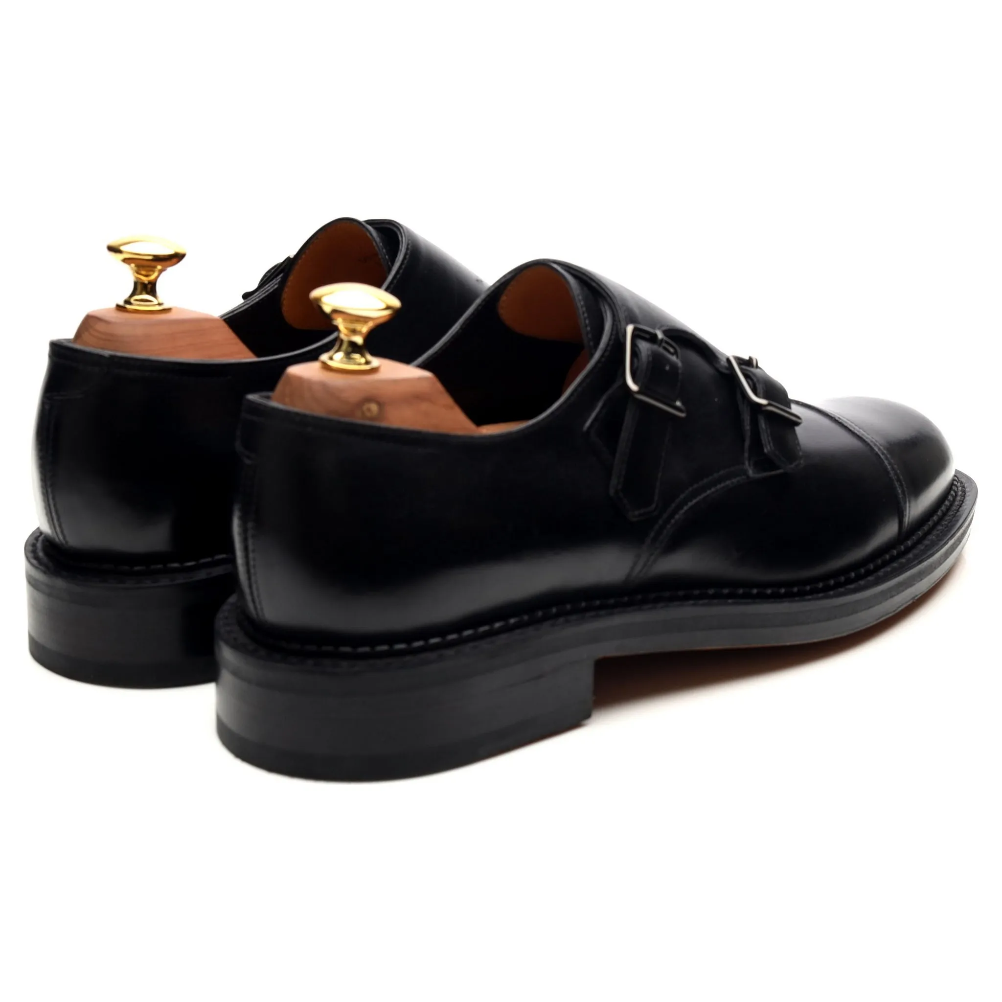 'William' Black Leather Double Monk Strap UK 6.5 E