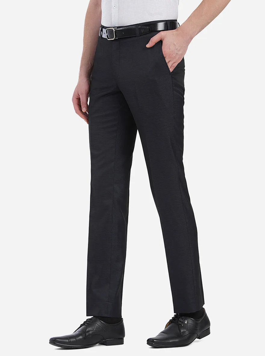 Wine Blue Solid Slim Fit Formal Trouser | JB Studio