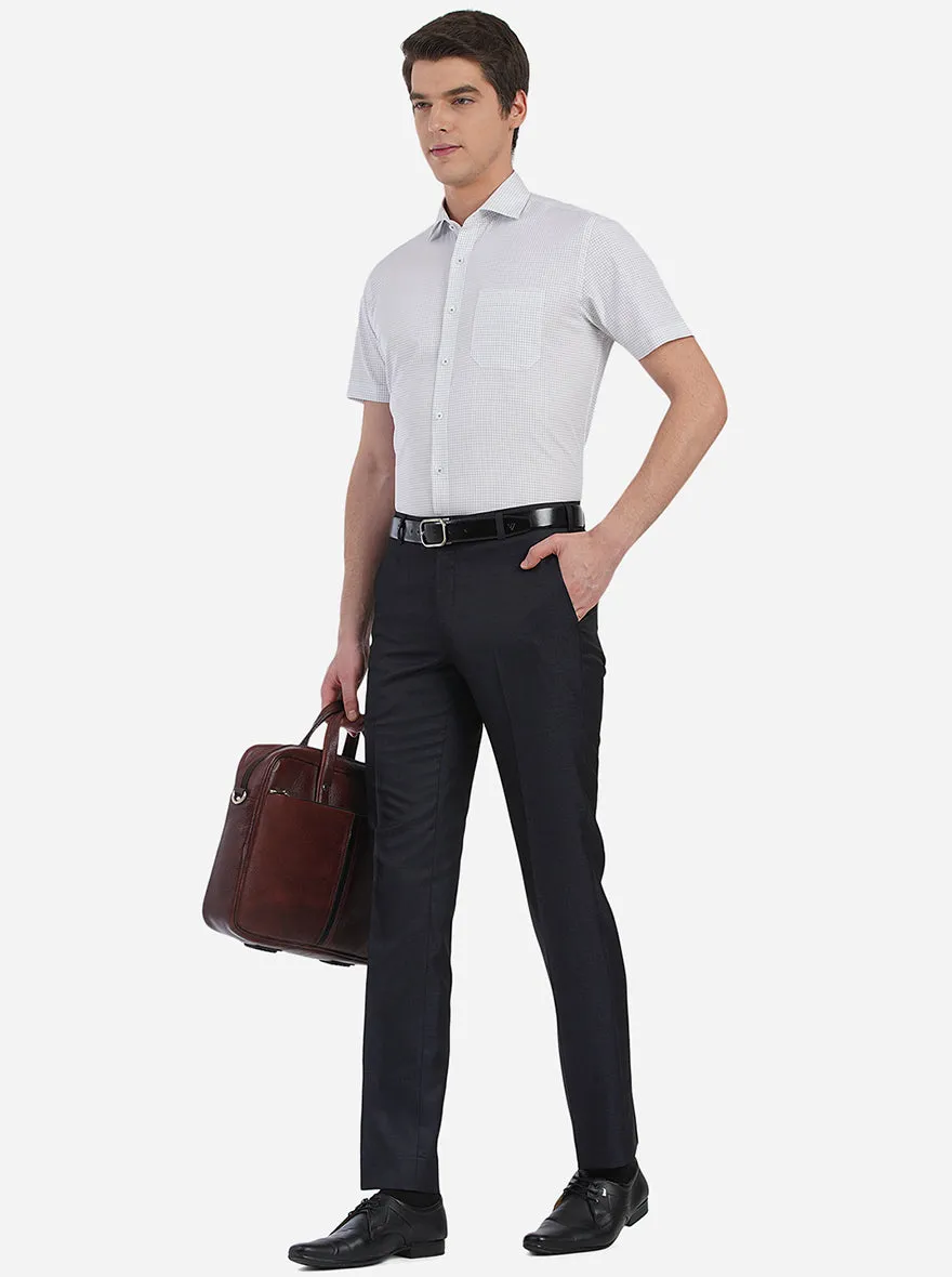 Wine Blue Solid Slim Fit Formal Trouser | JB Studio