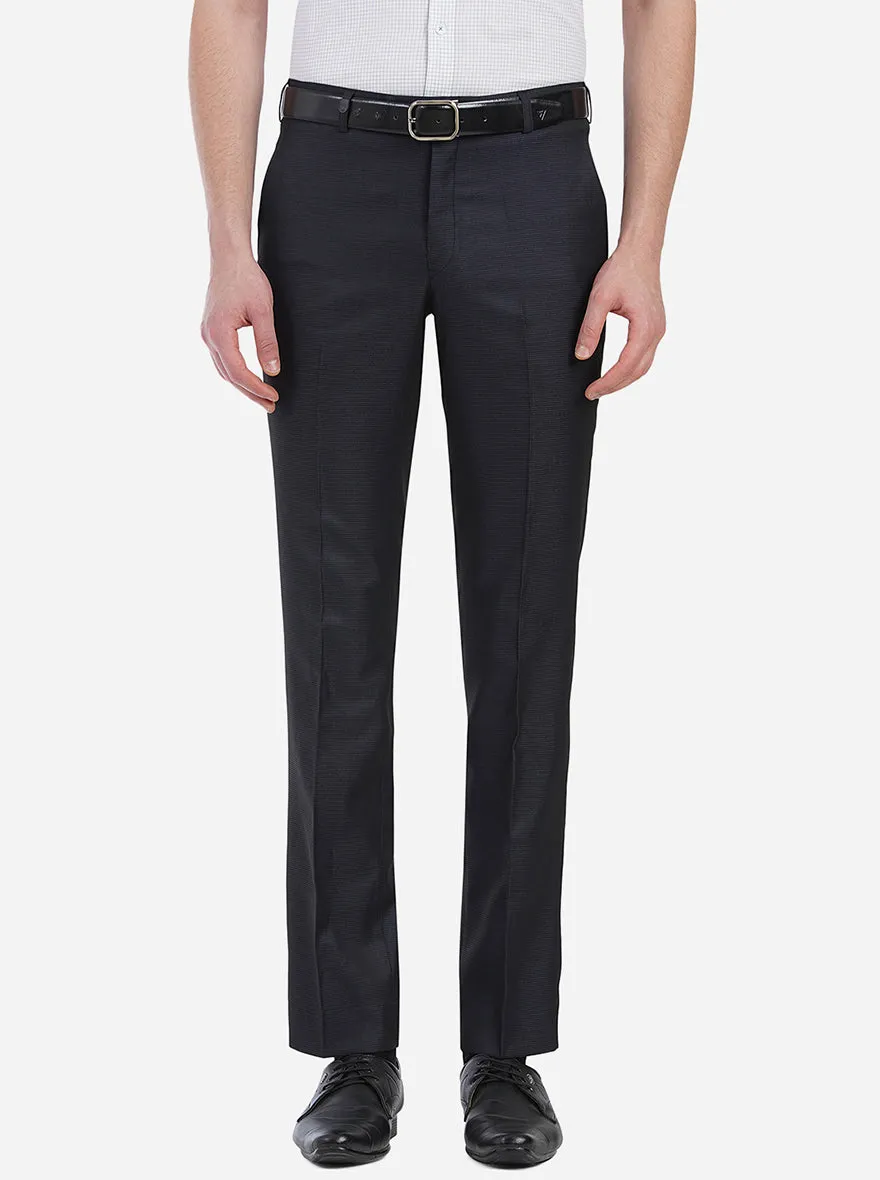 Wine Blue Solid Slim Fit Formal Trouser | JB Studio
