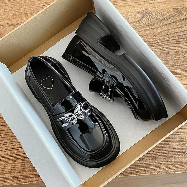 Wjczt Women Shoes Autumn Round Toe Black Flats Loafers With Fur Casual Female Sneakers Ladies' Footwear Oxfords Clogs Platform Fall Cr