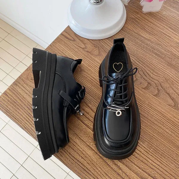 Wjczt Women Shoes Autumn Round Toe Black Flats Loafers With Fur Casual Female Sneakers Ladies' Footwear Oxfords Clogs Platform Fall Cr