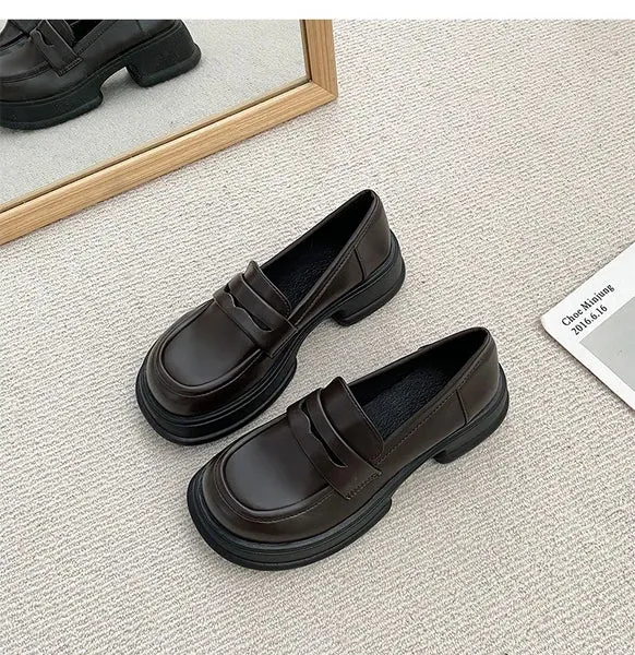 Wjczt Women Shoes Autumn Round Toe Black Flats Loafers With Fur Casual Female Sneakers Ladies' Footwear Oxfords Clogs Platform Fall Cr