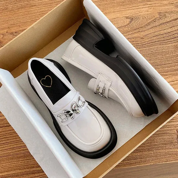 Wjczt Women Shoes Autumn Round Toe Black Flats Loafers With Fur Casual Female Sneakers Ladies' Footwear Oxfords Clogs Platform Fall Cr