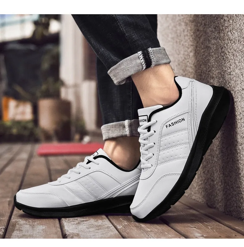 Yeknu Men's Spring Casual Shoes PU Leather Wear Resistant Sports Shoes Running Shoes Fashion Sneakers Student Training For Men 39-48