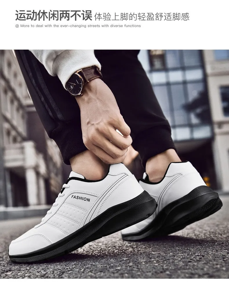 Yeknu Men's Spring Casual Shoes PU Leather Wear Resistant Sports Shoes Running Shoes Fashion Sneakers Student Training For Men 39-48