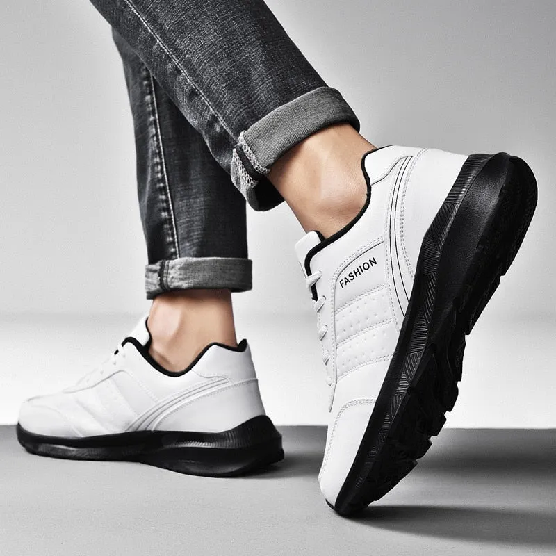 Yeknu Men's Spring Casual Shoes PU Leather Wear Resistant Sports Shoes Running Shoes Fashion Sneakers Student Training For Men 39-48