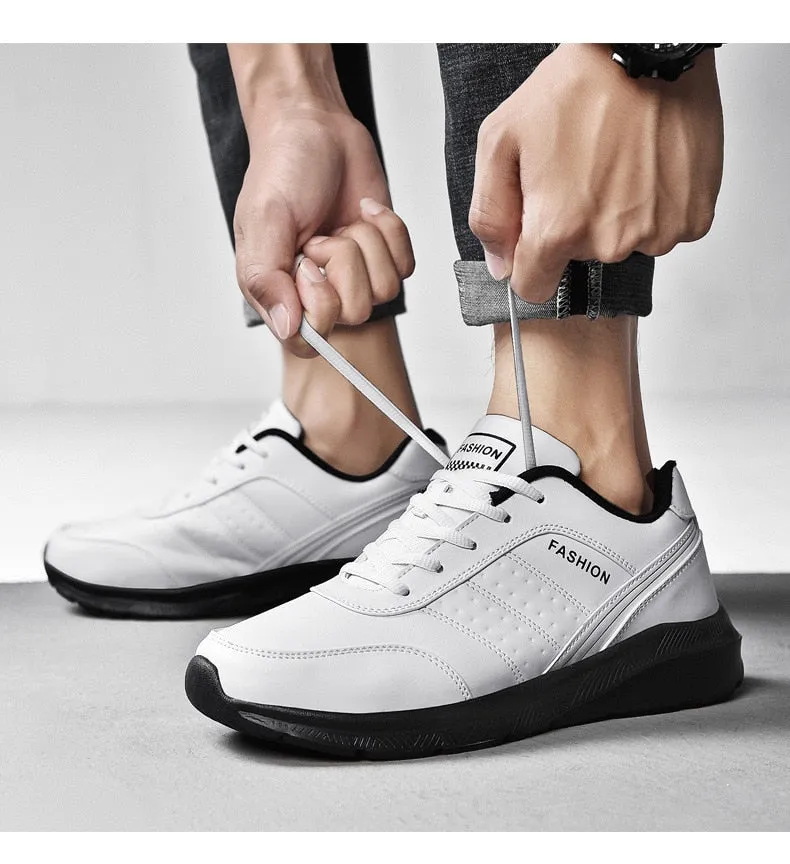 Yeknu Men's Spring Casual Shoes PU Leather Wear Resistant Sports Shoes Running Shoes Fashion Sneakers Student Training For Men 39-48